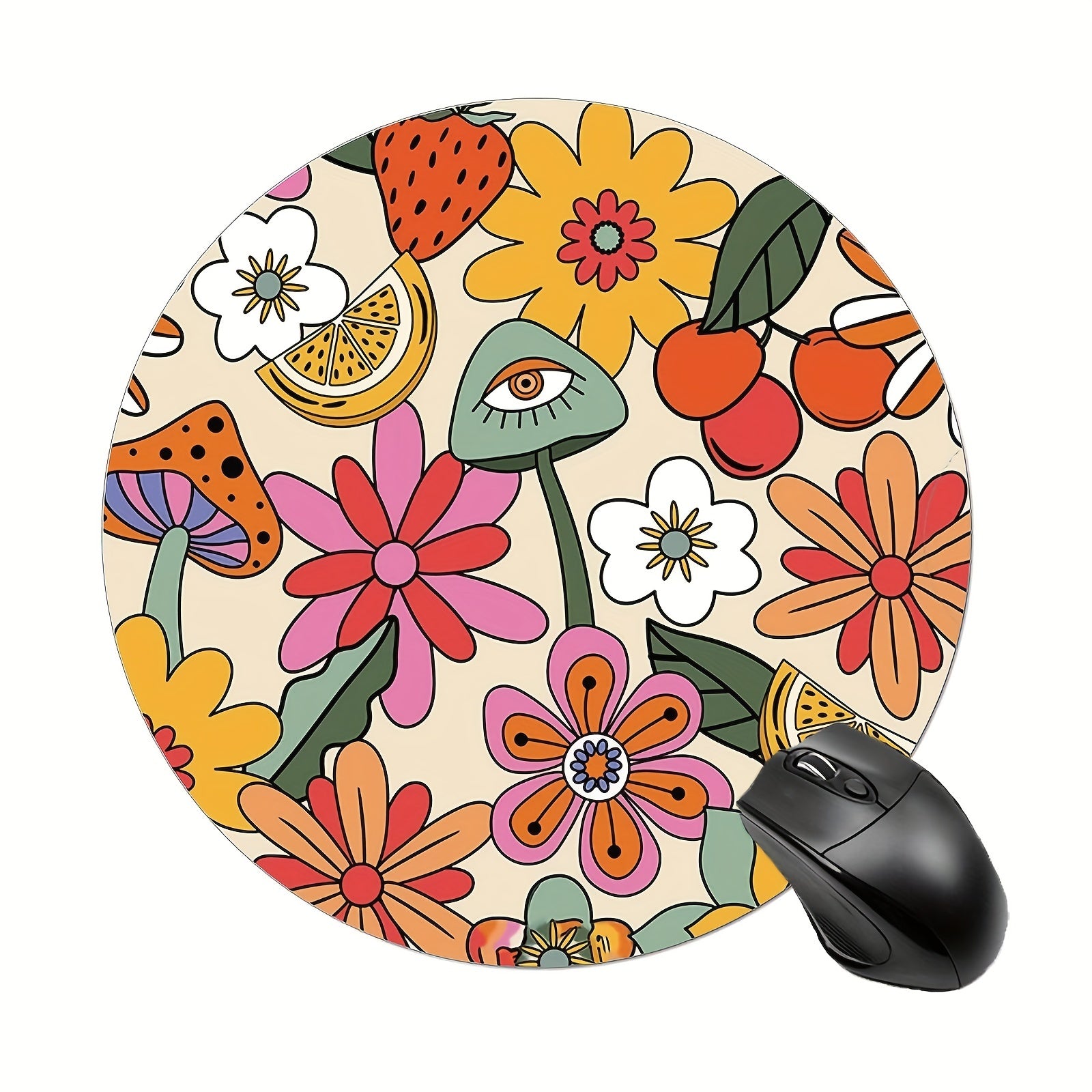 Small Flower Bush Gaming Mouse Pad Round Non-slip Rubber Mat