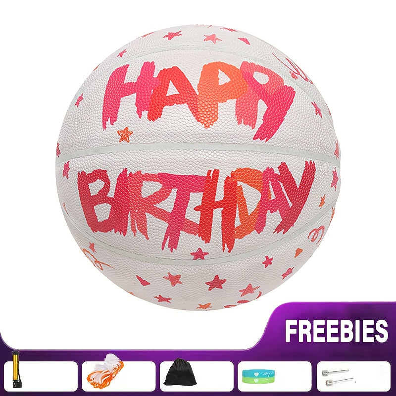 Happy Birthday Basketball Gift Set with Air Pump and Storage Bag