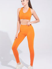 Solid Seamless Yoga Set Sports Bra & Leggings Women's Activewear