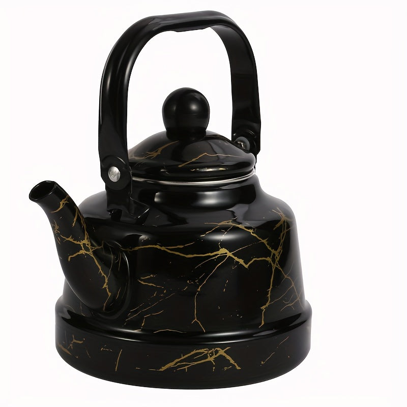 Enamel Hot Water Tea Kettle Geometric Printed Marble Ancient Bell Kettle