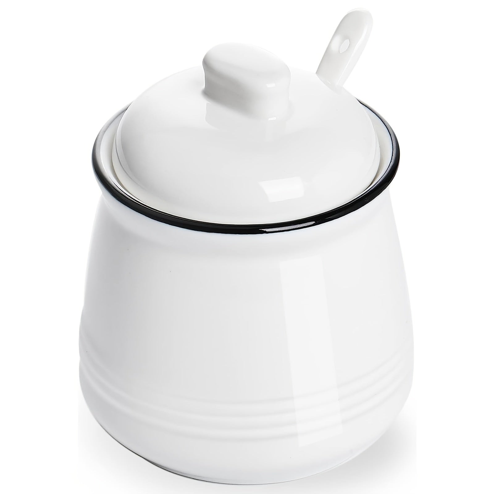 Ceramic Salt Bowl Sugar Bowl with Lid and Spoon