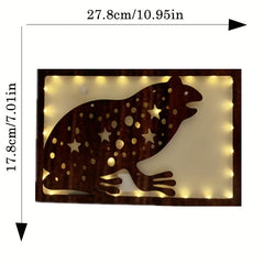 LED Frog Shape Retro Wooden Lamp Home Decoration
