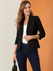 Basic Blazer Solid Button Up Long Sleeve Slim Fit Blazer