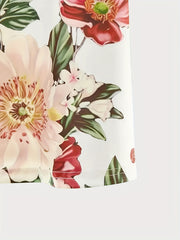 Floral V Neck Dress Short Sleeve Casual Summer Dress