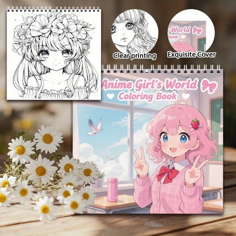 Anime Girl's World Coloring Book - Stress Relieving Notebook