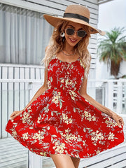 Floral Print Cami Dress Sleeveless Slim Waist Summer Dress