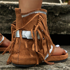 Women's Flat Sandals with Tassel, Outdoor Sports Sandals