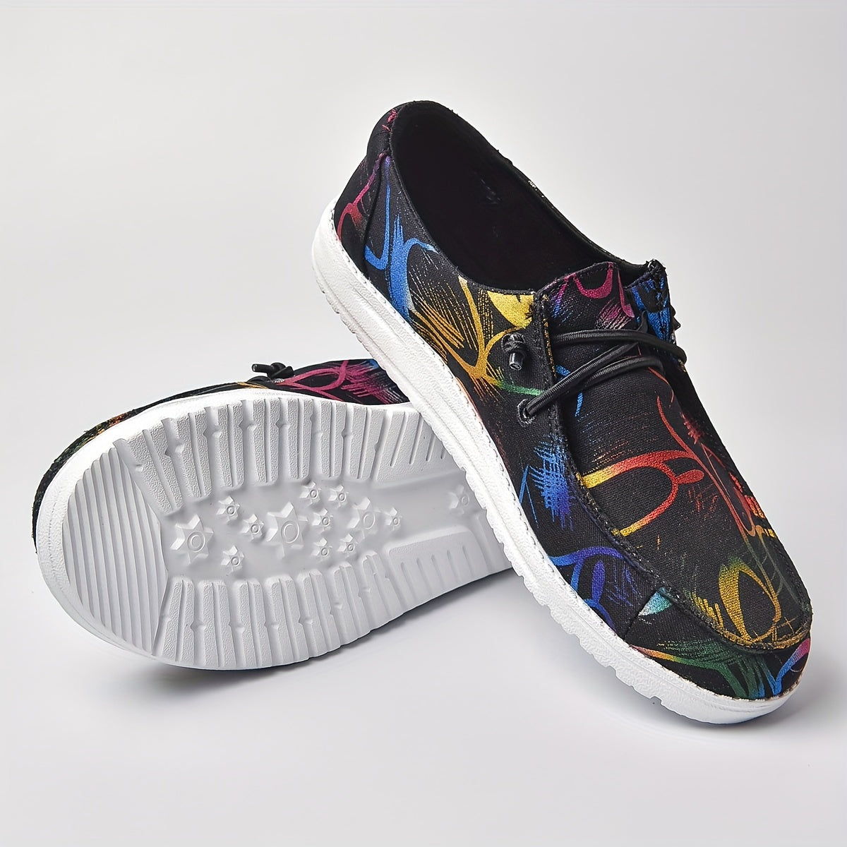 Women's Printed Canvas Slip On Sneakers Casual Walking Shoes