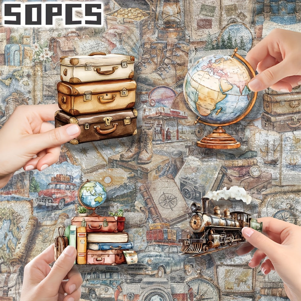 50pcs Vintage Travel Stickers for Luggage Water Bottle