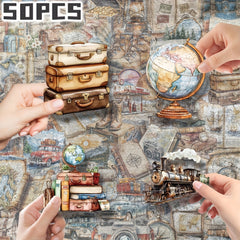 50pcs Vintage Travel Stickers for Luggage Water Bottle