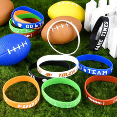 6 Football Theme Bracelets for Party Favors