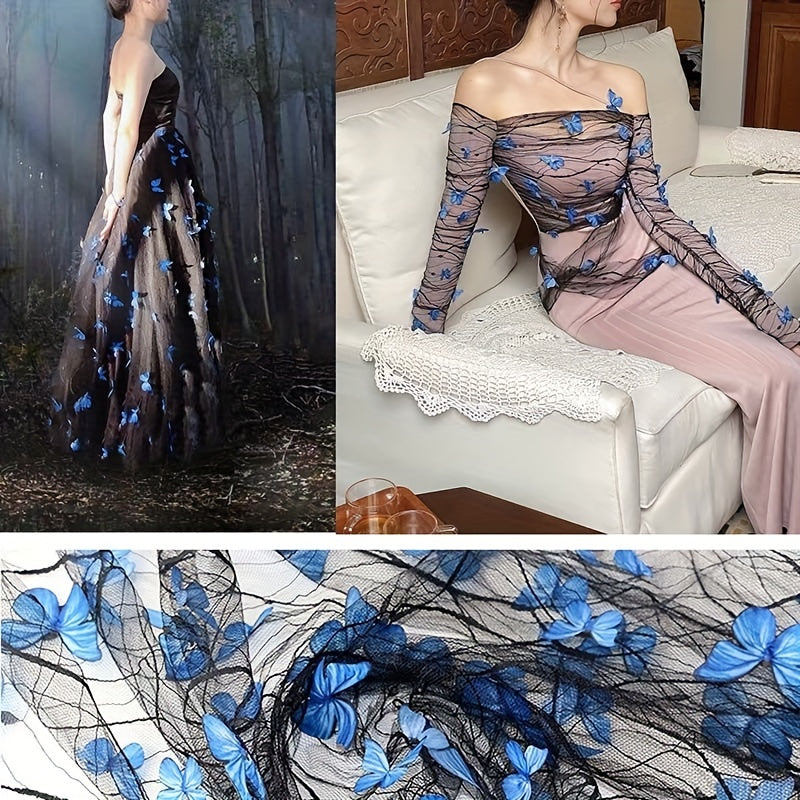3D Butterfly Engagement Yarn Lace Embroidery Fabric DIY