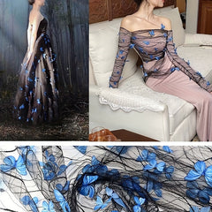 3D Butterfly Engagement Yarn Lace Embroidery Fabric DIY