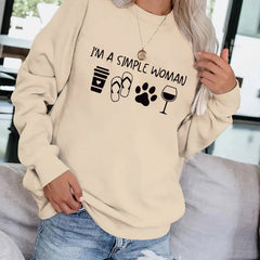 Graphic Print Pullover Sweatshirt for Fall & Winter Women's Clothing