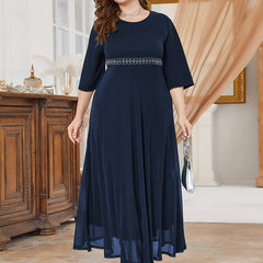 Women's Plus Graphic Print Half Sleeve Maxi Dress