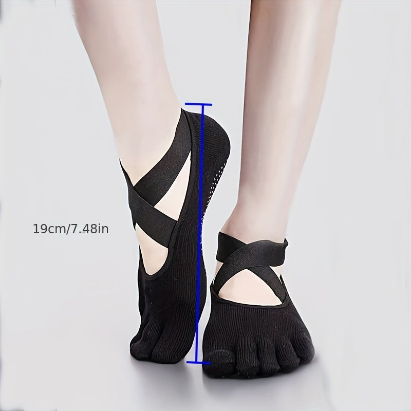 Women's Non slip Cross Strap Yoga Socks Breathable Dance Training Socks