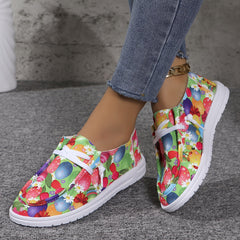 Colorful Balloon Pattern Flat Shoes Women's Shallow Mouth Casual Shoes
