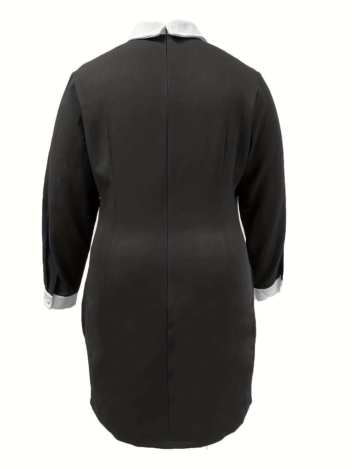 Women's Plus Colorblock Faux Pearl Long Sleeve Dress