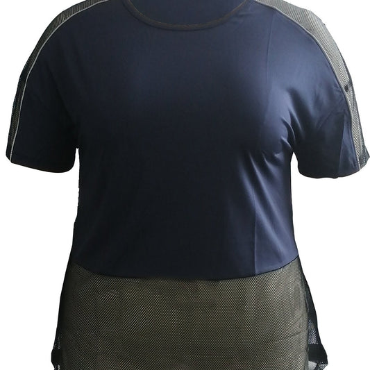 Colorblock Mesh Short Sleeve Fitness T-shirt