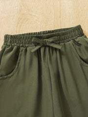2pcs Girls Basic Jogger Bow Front Elastic Waist Trousers