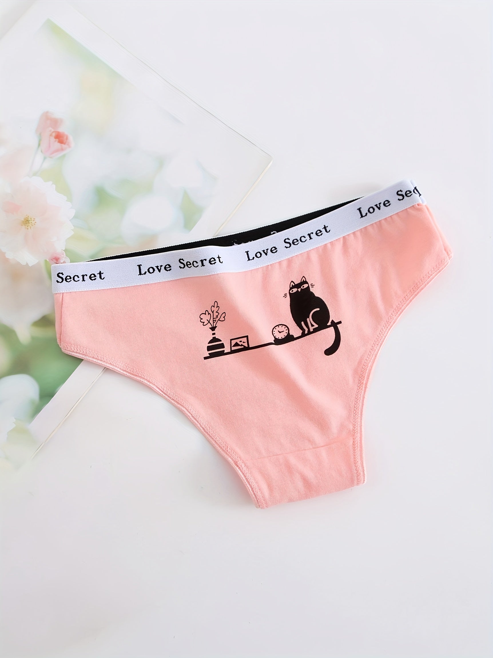6pcs Cat Pattern Hipster Panties Women's Lingerie