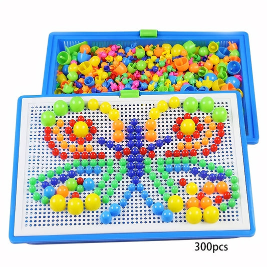 Colorful Mushroom Peg Puzzle Building Blocks Game Enhances Cognitive Skills