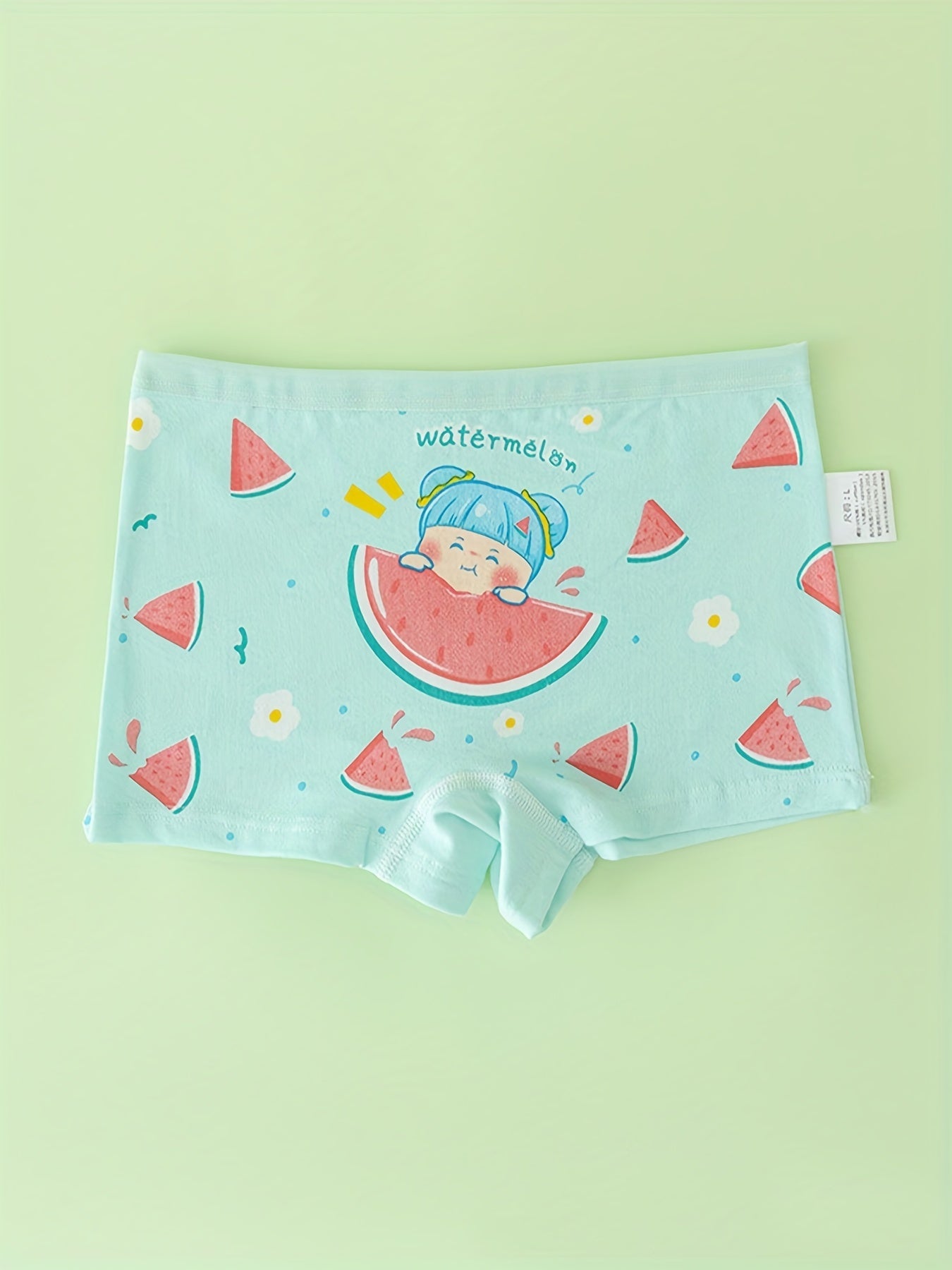 4pcs Girls Triangle Panties Cartoon Girl Print Elastic Waist Underwear