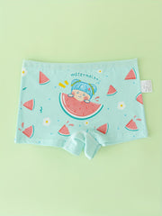 4pcs Girls Triangle Panties Cartoon Girl Print Elastic Waist Underwear