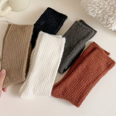 5 Pairs Warm Fuzzy Mid Tube Socks Women's Stockings