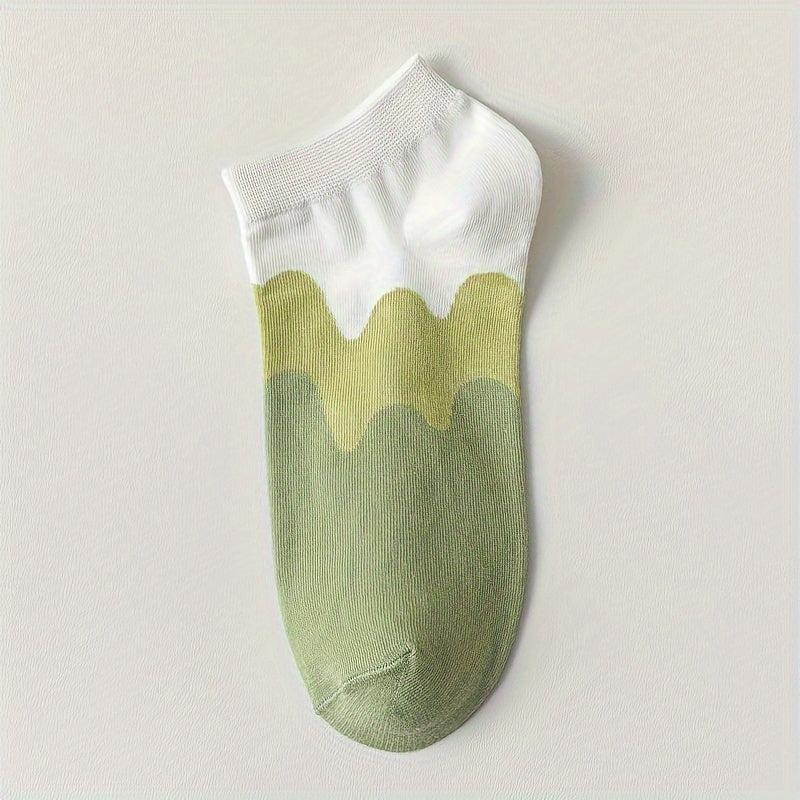 6 Pairs Colorblock Ankle Socks Soft Lightweight All match Women's Stockings