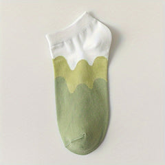 6 Pairs Colorblock Ankle Socks Soft Lightweight All match Women's Stockings