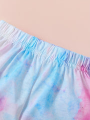 Girls Tie Dye T Shirt & Shorts Set, Short Sleeve Tee Top, Kids Summer Clothes