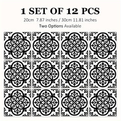 12pcs Moroccan Ethnic Pattern Tile Stickers Flower Tile