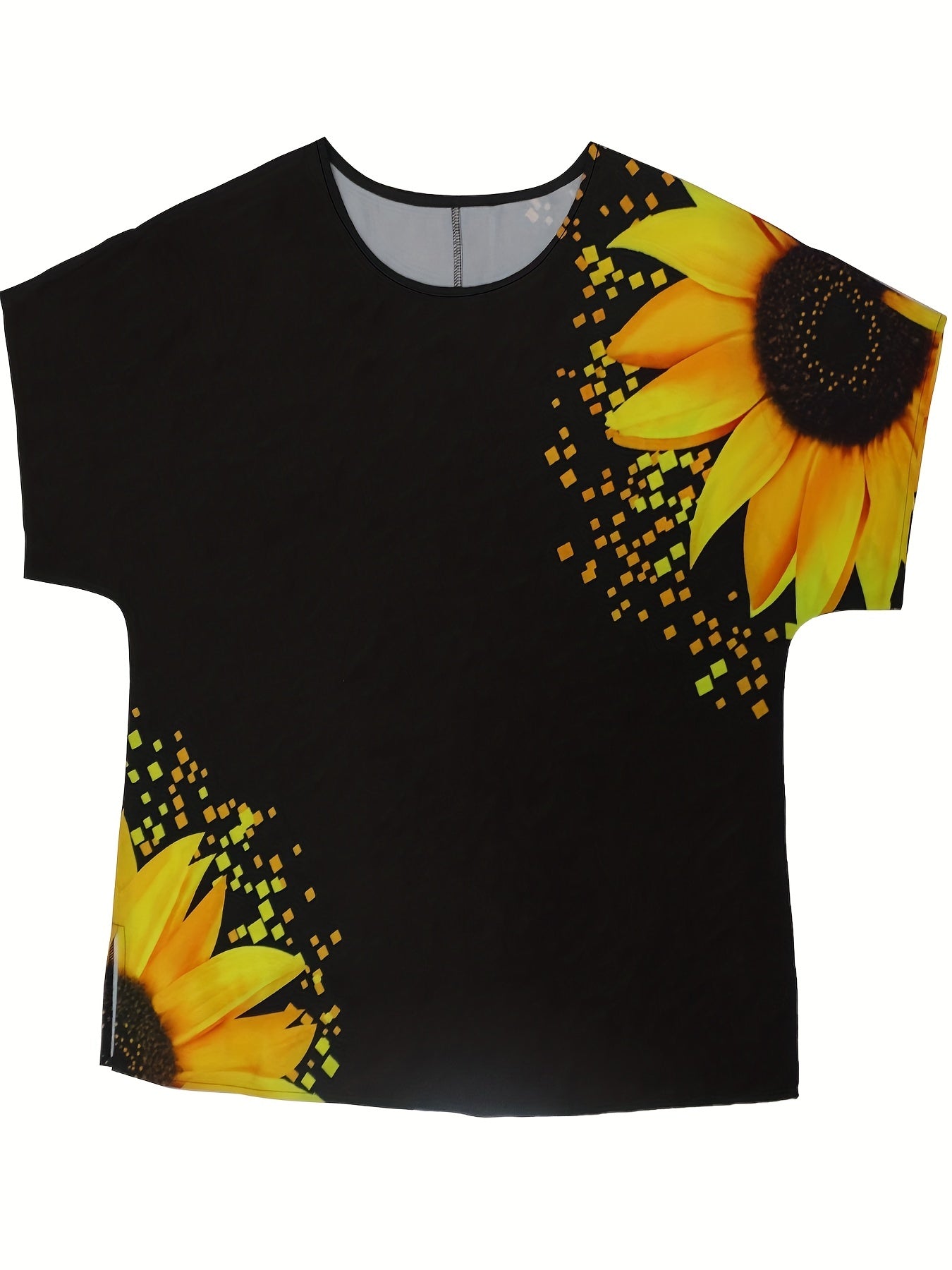Sunflower Print Drop Shoulder Blouse