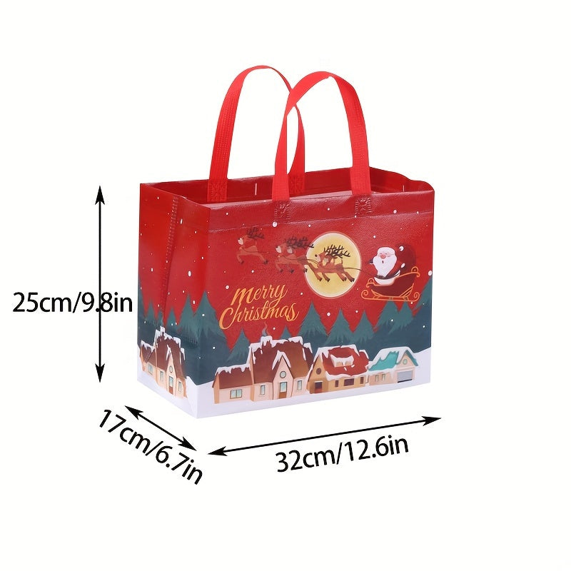 4pcs Gilding Christmas Gift Bags With Handles, Reusable Grocery Bags