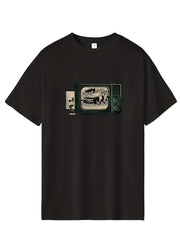 Men's Printed Leisure Sports T shirt Casual Round Neck Tee Shirt