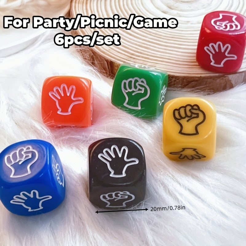 6pcs Acrylic Scissor Paper Rock Dice Set for Party