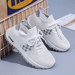 Women's Colorblock Mesh Sneakers Low Round Toe Soft Sole Platform Shoes