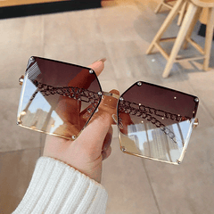 Oversized Square Sunglasses Gradient Metal UV400