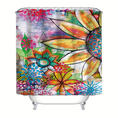 Colorful Flower Shower Curtain - Waterproof and Mildew Proof