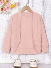 Toddler Girls Shawl Knit Cardigan Open Front Sweater Coat Versatile Spring Fall