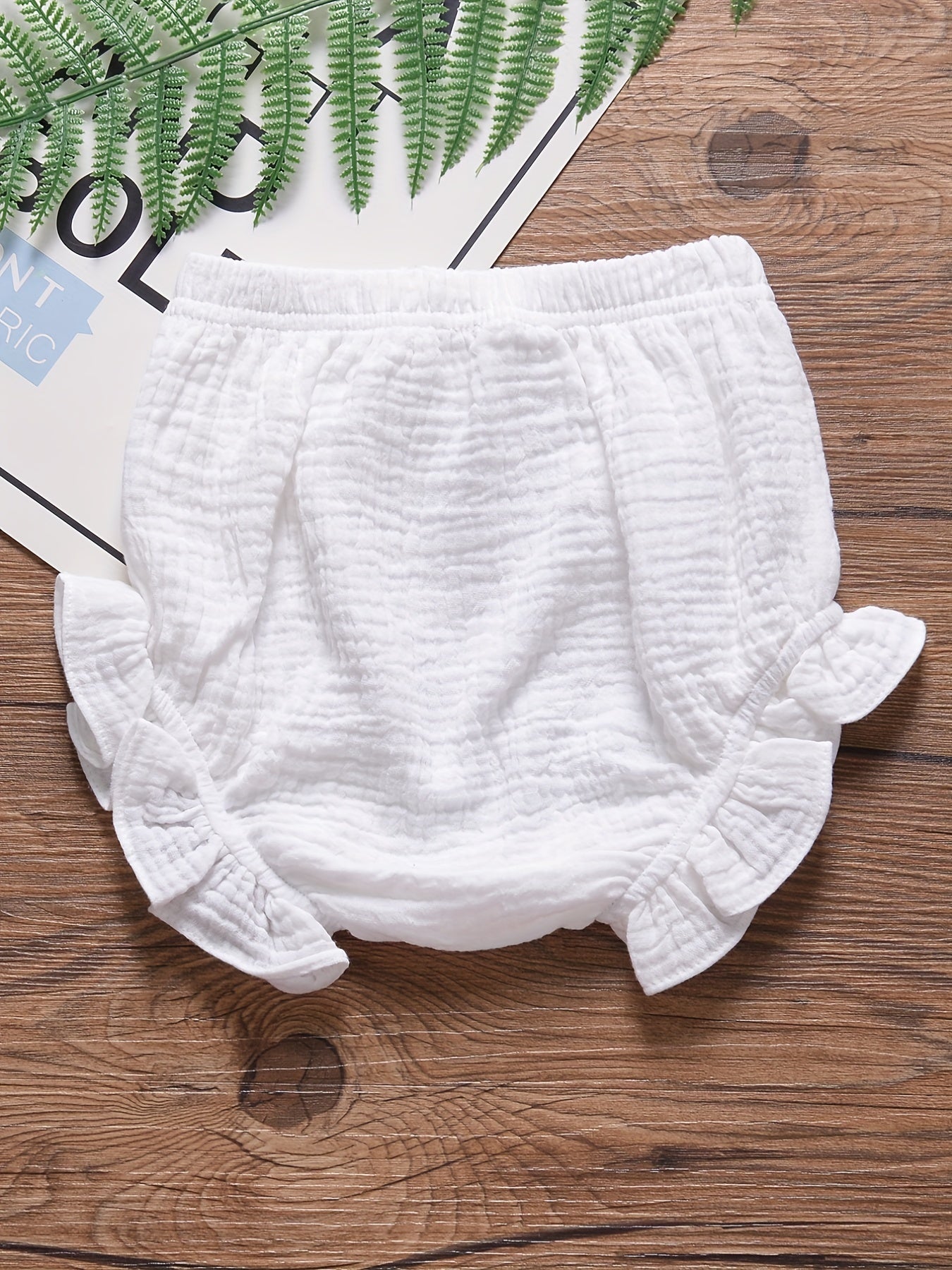 Baby Girls Ruffle Trim Shorts, Elastic Waist