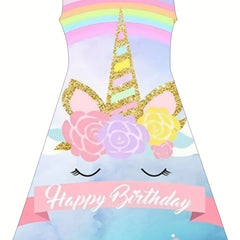 Girls Unicorn Costume Halloween Party Princess Dress