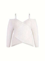 Sexy Cold Shoulder V Neck Sweater Top
