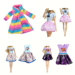 Rainbow Plush Doll Coat & Skirt Set - Fashionable Accessories for 30 Dolls