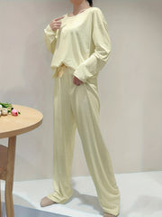 Polka Dot Lounge Set Long Sleeve Top & Pants Women's Loungewear