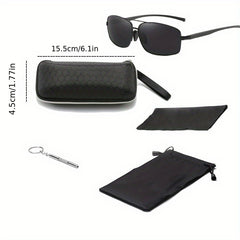 Men's Vintage Square Frame Polarized Sunglasses for Outdoor Cycling