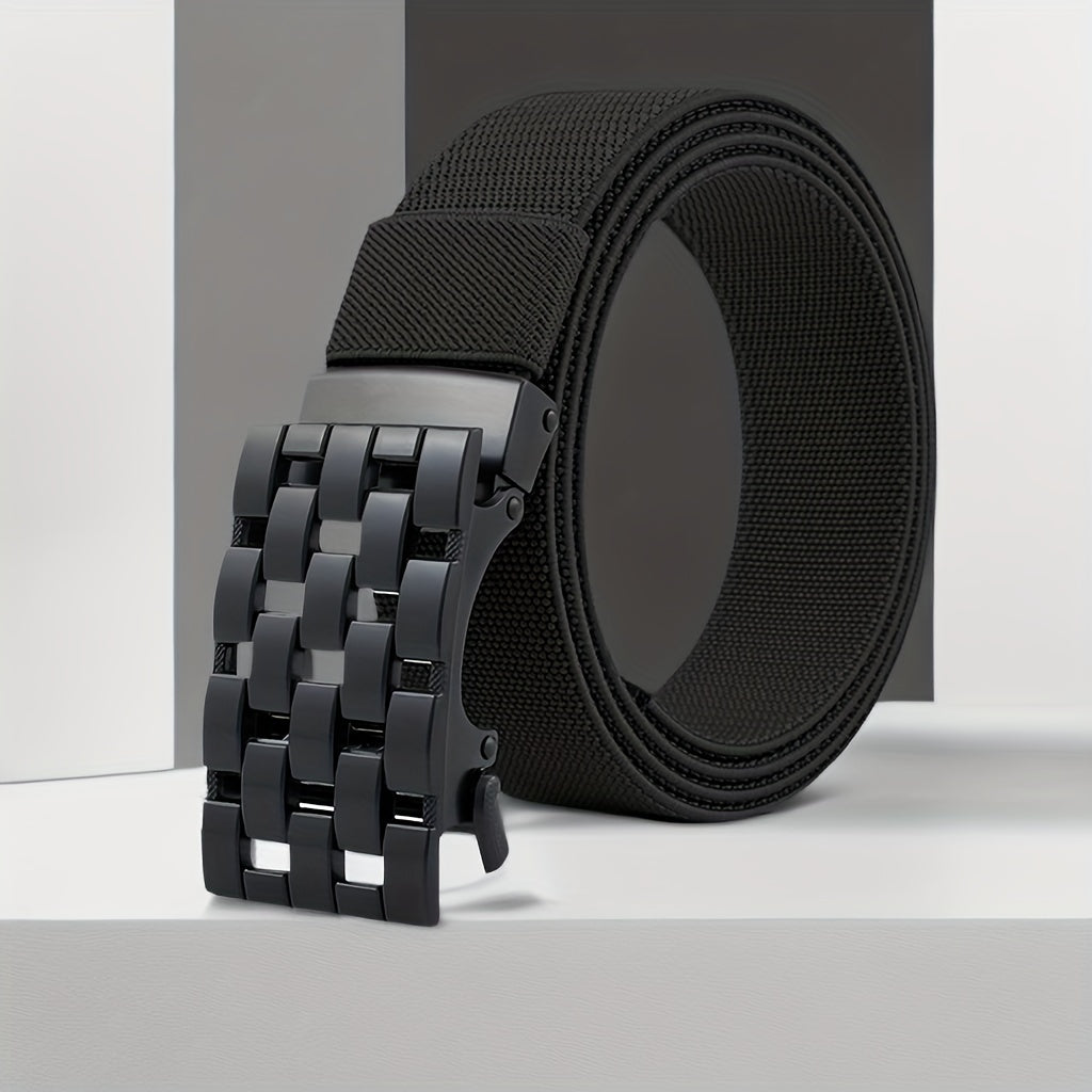 Men's Rectangular Hollow Canvas Belt Automatic Buckle