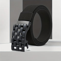 Men's Rectangular Hollow Canvas Belt Automatic Buckle