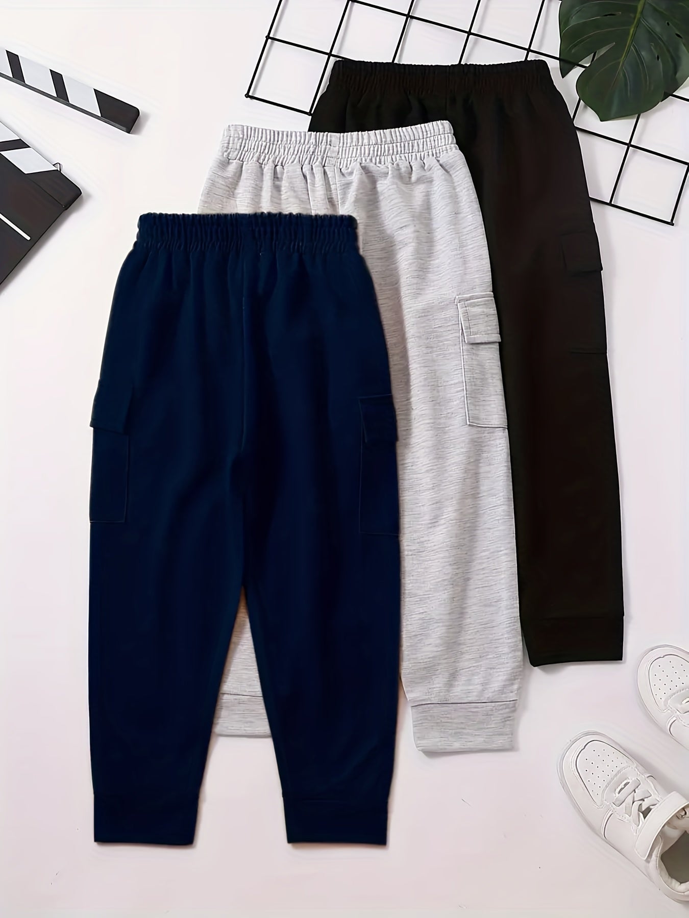 3pcs Boys Soft Casual Long Pants For Spring And Autumn Kids Clothes